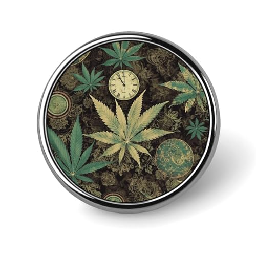 Runde Brosche mit Marihuana-Motiv "A Puff in Time", niedliche Brosche, Hüte, Jacken, Dekoration, personalisierbar, Kleidung, Schmuck, Zubehör für Hochzeit, Party, Geschenk von Rkklvbns