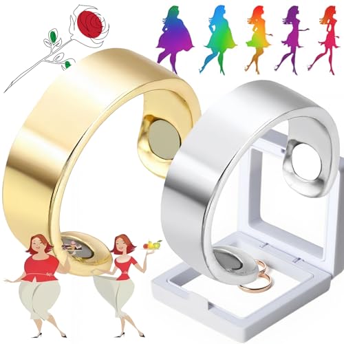 Rliocvhe 2 Stück Sömni Ring Damen Wechseljahre, Wechseljahre Magnetringe Damen, Magnet Ring, Vital Magnetschmuck, Migräne Entspannung, Schlafhilfe Müdigkeitsreduktion von Rliocvhe