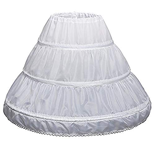 Petticoat Reifrock,Halber Slip Mädchen Petticoat 1 Ringe Blumenmädchen Reifrock Petticoat Underskirt Crinoline für Prinzessin Rockabilly Kleid Weiß Poloster 35CM von Rmeet