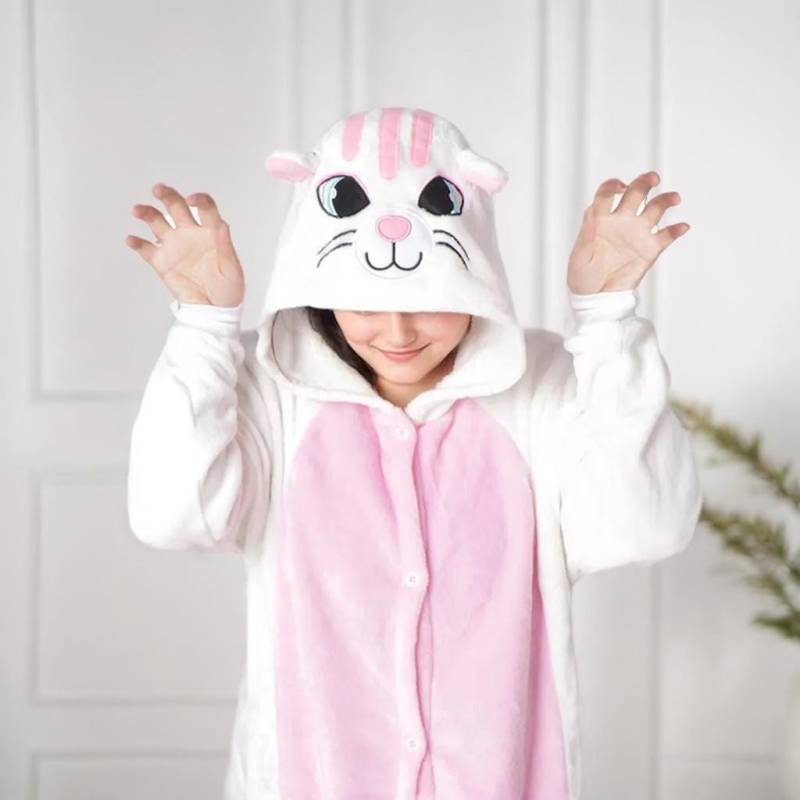 Weiß Schwarze Katze Einteiler Kigurumi Strampler Teen Erwachsene Unisex Tier Pyjamas Cosplay Kostüm Nachtwäsche Schwein Faultier Overall Weiß Schwarze Katze Einteiler Kigurumi Strampler Teen Erwachsene Unisex Tier Pyjamas Cosplay Kostüm Nachtwäsche Schwein Faultier Overall von RnMoMo