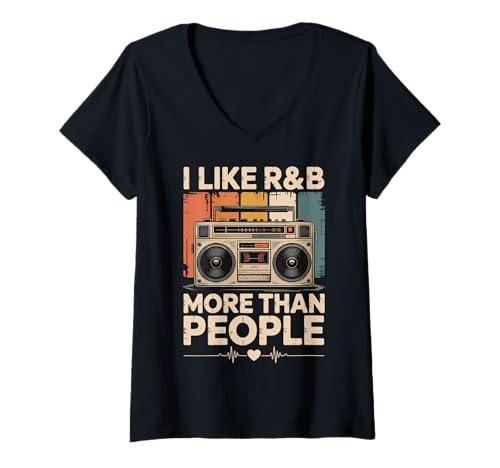 Damen I Like R&B More Than People T-Shirt mit V-Ausschnitt von Rnb R&b mädchen Soulmusik Hip hop