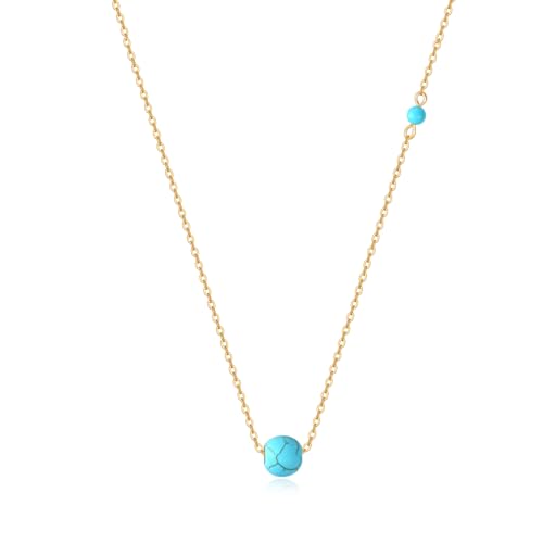 Rnivida Türkis-Halskette für Damen, 8 mm, mit verstellbarer Kette, einfacher und leichter Schmuck für Sie, Medium, Messing, Kein Edelstein von Rnivida
