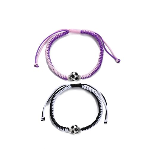 Rnivida Verstellbares, handgefertigtes Freundschaftsarmband für Damen und Herren – Fußball-Basketball-Sportarmband für Paare, 2 Pakete, Adjustable, Seil Kordel, Kein Edelstein von Rnivida