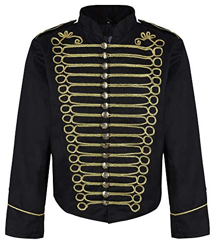 Ro Rox Herren Steampunk Napoleon Offizier Parade Jacke - Schwarz & Gold (Herren XL) von Ro Rox