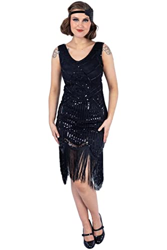 Ro Rox Norma Abendkleid Kleid Flapper Ballkleider Cocktailkleid 1920's Art Deco Great Gatsby Party Vintage Retro, Schwarz, M von Ro Rox