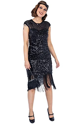 Ro Rox 1920er Abendklied Cocktailkleid Kleid Ballkleider Flapper Damen Anna Great Gatsby Party Vintage Retro, Schwarz, S von Ro Rox