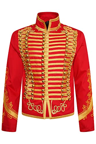 Ro Rox Adam Jacket Herren Military Marching Band Drummer Music Festival Parade – Rot & Gold (2XL) von Ro Rox