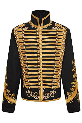 Ro Rox Adam Jacket Herren Military Marching Band Drummer Music Festival Parade – Schwarz & Gold (4XL) von Ro Rox