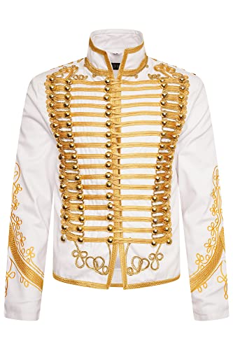 Ro Rox Adam Jacket Herren Military Marching Band Drummer Music Festival Parade – Weiß & Gold (2XL) von Ro Rox