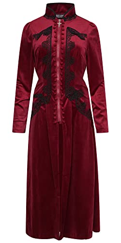 Ro Rox Celeste Mantel Luxe High Collar Langarm Gothic Samtjacke, Burgund, S von Ro Rox