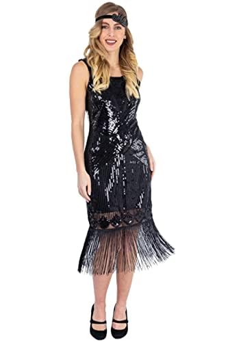 Ro Rox 1920er Abendklied Cocktailkleid Ballkleider Kleid Flapper Damen Coco Great Gatsby Party Vintage Retro, Schwarz, 38 von Ro Rox