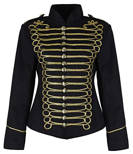 Ro Rox Damen Emo Punk Goth Napoleon Militair Drummer Paradejacke - Schwarzes Gold (2XL) von Ro Rox