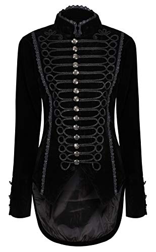 Ro Rox Damen Goth Gotisk Cosplay Samt Jacke Mantel Frack - Schwarz (L) von Ro Rox