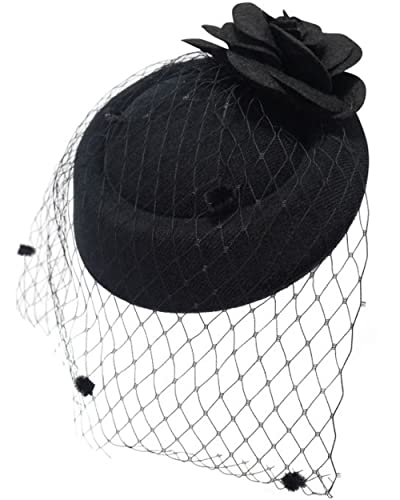 Ro Rox Damen Ruby Rose net Jahrgang 1940 ist 1950 Fascinator Klassiker Hochzeit Party-Hut einheitsgröße schwarz von Ro Rox