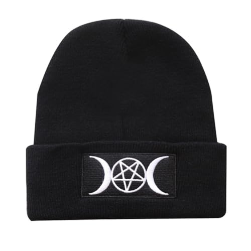 Ro Rox Dreifache Göttin Beanie Gotisch Strick Unisex Mond Pentagramm Pagan von Ro Rox