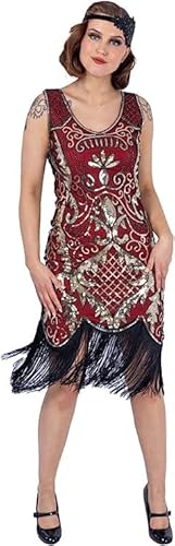 Ro Rox Elizabeth 20er Jahre Kostüm Damen Retro Great Gatsby Flapperkleid Charleston 1920er Faschingskostüme, Rot, L von Ro Rox