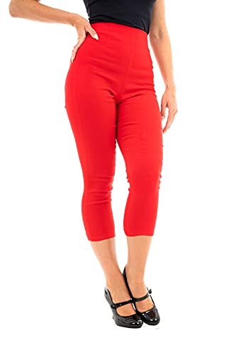 Ro Rox Ella 50er Jahre Vintage Retro Pinup Capri Hose - Rot (2XL) von Ro Rox