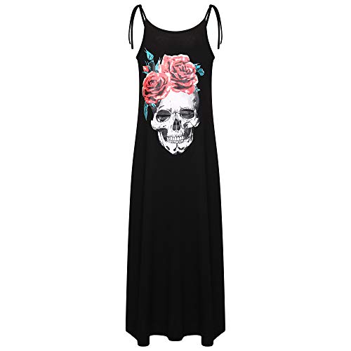 Ro Rox Elvira Maxikleid Totenkopf & Rosen Punk Goth Gotisk Kleid - Schwarz (L) von Ro Rox