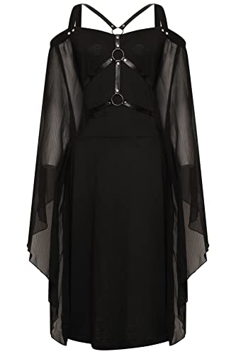 Ro Rox Esme Kleid Mittelalter Langarm Sexy Kalte Schulter Gotisch Tunika, Schwarz, 3XL von Ro Rox