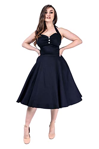 Ro Rox Halterkleid Molly Elegantes Midi Retro 1950er Jahre Swing Pin up Vintage Korsett, Schwarz, M von Ro Rox