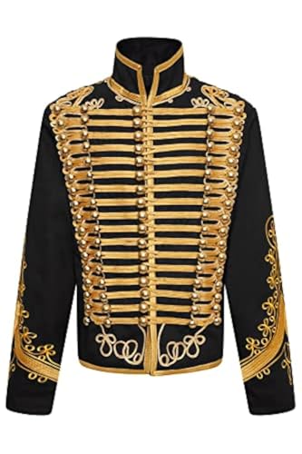 Ro Rox Adam Jacket Herren Military Marching Band Drummer Music Festival Parade – Schwarz & Gold (3XL) von Ro Rox