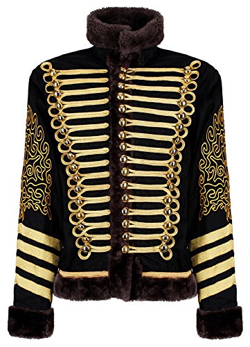 Ro Rox Herren Gold Husar Parade Jacke Faux Pelz - Schwarz & Gold (2XL) von Ro Rox