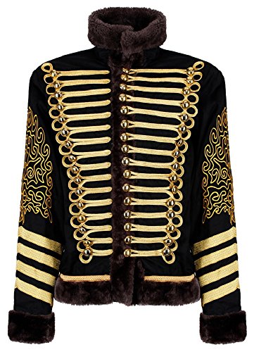 Ro Rox Herren Gold Husar Parade Jacke Faux Pelz - Schwarz & Gold (M) von Ro Rox