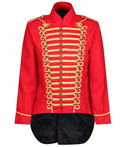 Ro Rox Herren Gotisk Parade Jacke Marschkapellen Schlagzeuger Emo Frack, Rot & Gold, L von Ro Rox