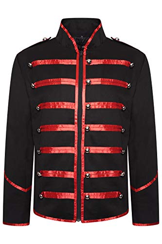 Ro Rox Herren Militäroffizier Hussar Schlagzeuger Musik Festival Parade Jacke (Schwarz und Rot, xx_l) von Ro Rox