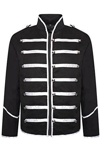 Ro Rox Herren Militäroffizier Hussar Schlagzeuger Musik Festival Parade Jacke - Schwarz und Silber (XS) von Ro Rox