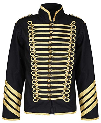 Ro Rox Herren Offizier Militair Drummer Parade Jacke Punk Goth - Schwarz & Gold (2XL) von Ro Rox