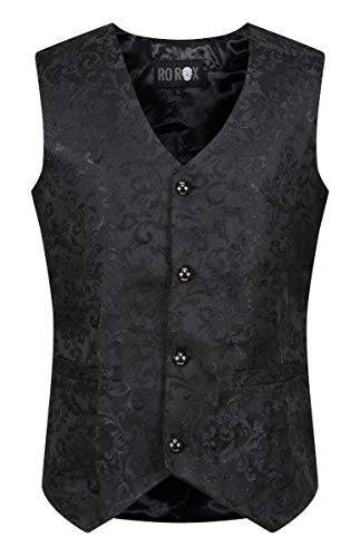 Ro Rox Herren Steampunk Gothic Formelle Brokat Weste - Schwarz (Medium) von Ro Rox