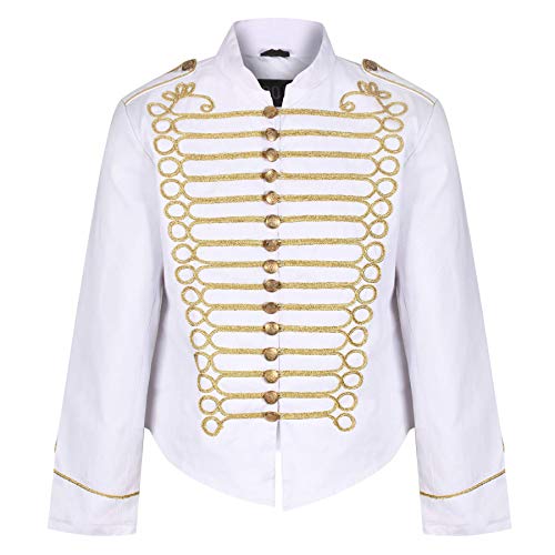 Ro Rox Herren Steampunk Napoleon Offizier Parade Jacke - Weiß & Gold (Herren M) von Ro Rox