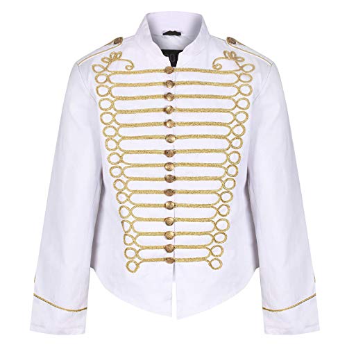 Ro Rox Herren Steampunk Napoleon Offizier Parade Jacke - Weiß & Gold (Herren XXXL) von Ro Rox