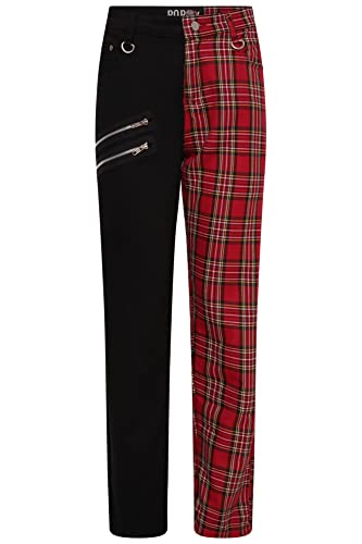 Ro Rox Hose Tartan Unisex Plaid Karo Hose Emo Punk Gotisch Halb Halb, Rot, 32W von Ro Rox