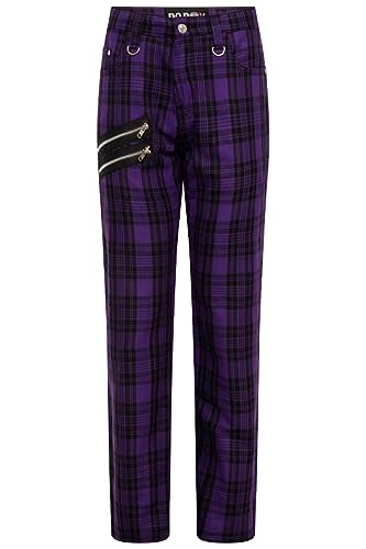 Ro Rox Karohose Hose Unisex Karierte Tartan Emo Punk Gotisch tailliert, Violett, 26W von Ro Rox