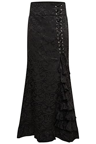 Ro Rox Kathleen Rock Brokat Jacquard Maxi Gotisch Schnürkorsett Meerjungfrau Rüschen, Schwarz, 2XL von Ro Rox