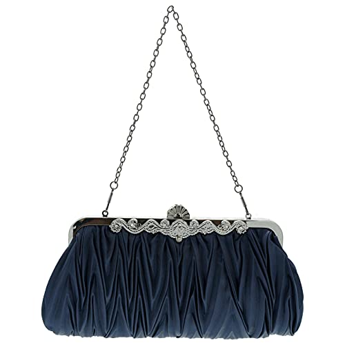 Ro Rox Lottie Retro Plissee Handtasche mit Antikem Verschluss - Navy blau von Ro Rox