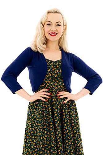 Ro Rox Maisie Rockabilly Vintage-Stil der 1950er Jahre Gestrickt 3/4 Ärmel Strickjacke Bolero - Navy blau (XXL) von Ro Rox