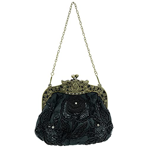 Ro Rox Margeret Retro Stickerei Abend Abschlussball Party Handtasche - Schwarz von Ro Rox