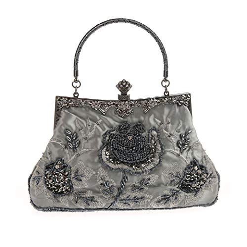 Ro Rox Marie Vintage 1920er Flapper Gatsby Peaky Blinders Party Abendhandtasche - Grau von Ro Rox
