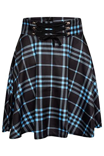 Ro Rox Minirock Cora Tartan Damen Hohe Taille Schottisches Karomuster Punk, Blau, S von Ro Rox