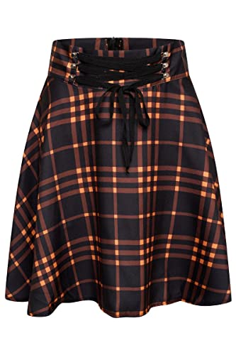 Ro Rox Minirock Cora Tartan Damen Hohe Taille Schottisches Karomuster Punk, Orange, XL von Ro Rox