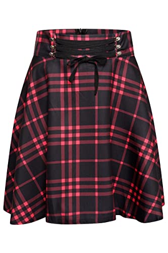 Ro Rox Minirock Cora Tartan Damen Hohe Taille Schottisches Karomuster Punk, rot, 3XL von Ro Rox