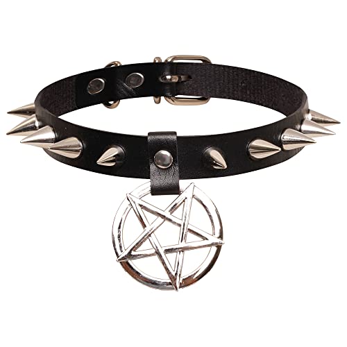 Ro Rox Pentagram Choker Sade Gotisch Kunstleder Bondage Halskette mit Nieten von Ro Rox