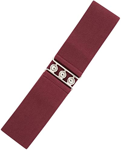 Ro Rox Retro Vintage-Stil Elastischer Weiter Gurt Gürtel - DE 34-54 (Burgund, L) von Ro Rox