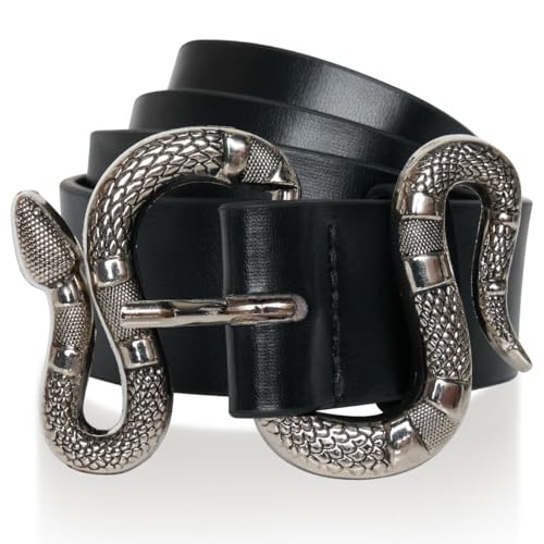 Ro Rox Severus Kunstleder Goldene Schlangenschnalle Punk Mythischer Legendärer Gürtel, Silber von Ro Rox