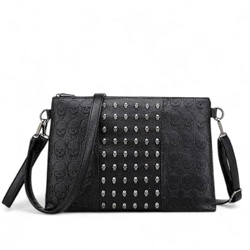 Ro Rox Skull Nieten Clutch - Mini Abendhandtasche Punk Gothic Geldbörse Schwarz von Ro Rox