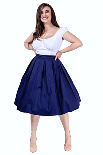 Ro Rox Swing Rock Vintage 1950 Meredith Plissee Retro Midi Pin-up süß, Blau, XL von Ro Rox