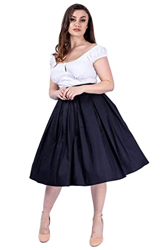 Ro Rox Swing Rock Vintage 1950 Meredith Plissee Retro Midi Pin-up süß, Schwarz, S von Ro Rox